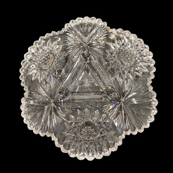 Antique ABP American Brilliant Cut Glass Mayonnaise Plate 6” Dish Serving Piece - Picture 5 of 15